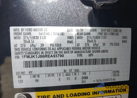 2024 Ford Expedition Xlt Max from USA, damaged, VIN 1FMJK1J86REA93790